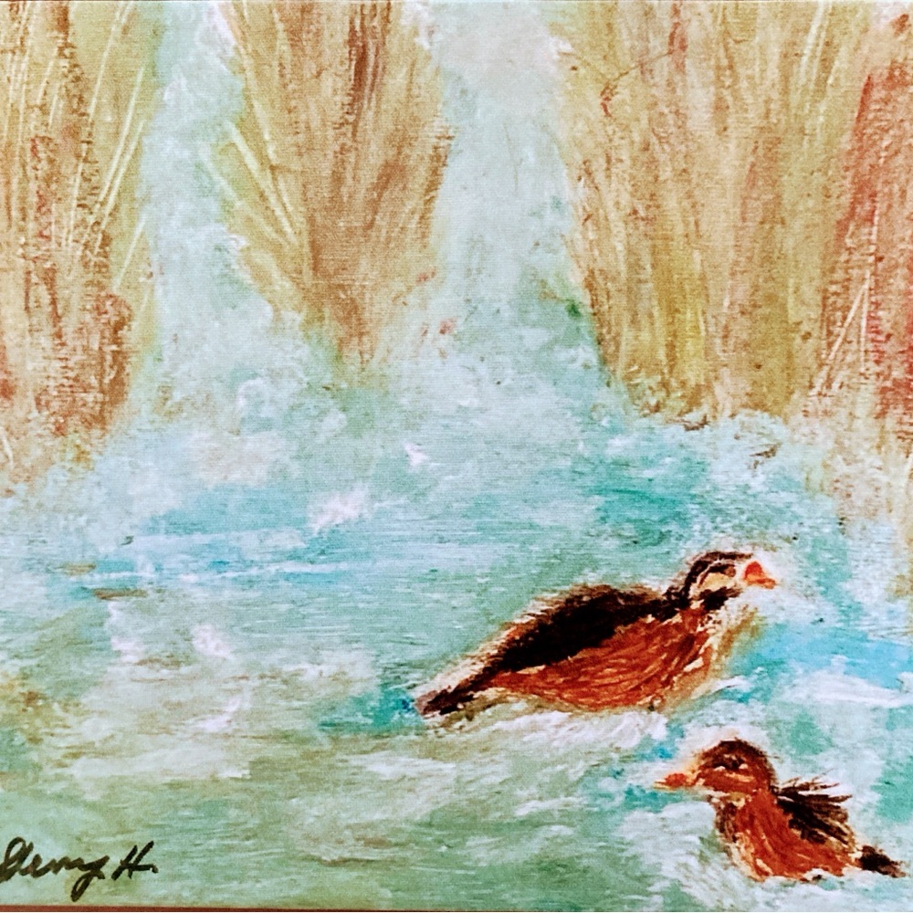 Serene Duck Water Scene Painting